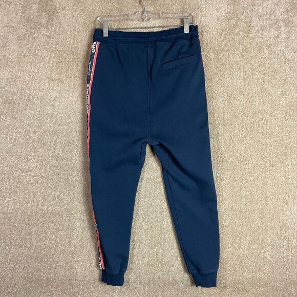 Jack & Jones Joggers Mens Small Navy Blue Skinny Fit Slogan Leg Tape Sweatpants - Picture 9 of 10